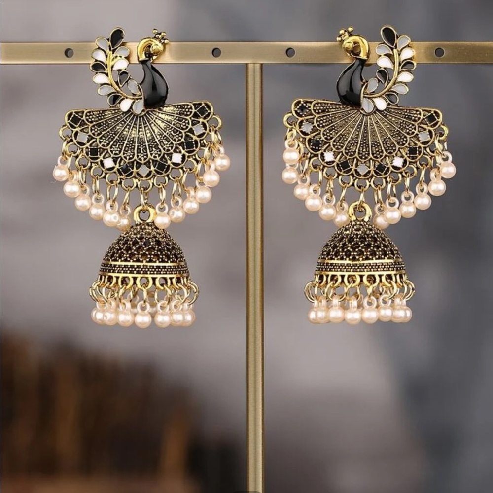Emery rose peacock design jhumkas
